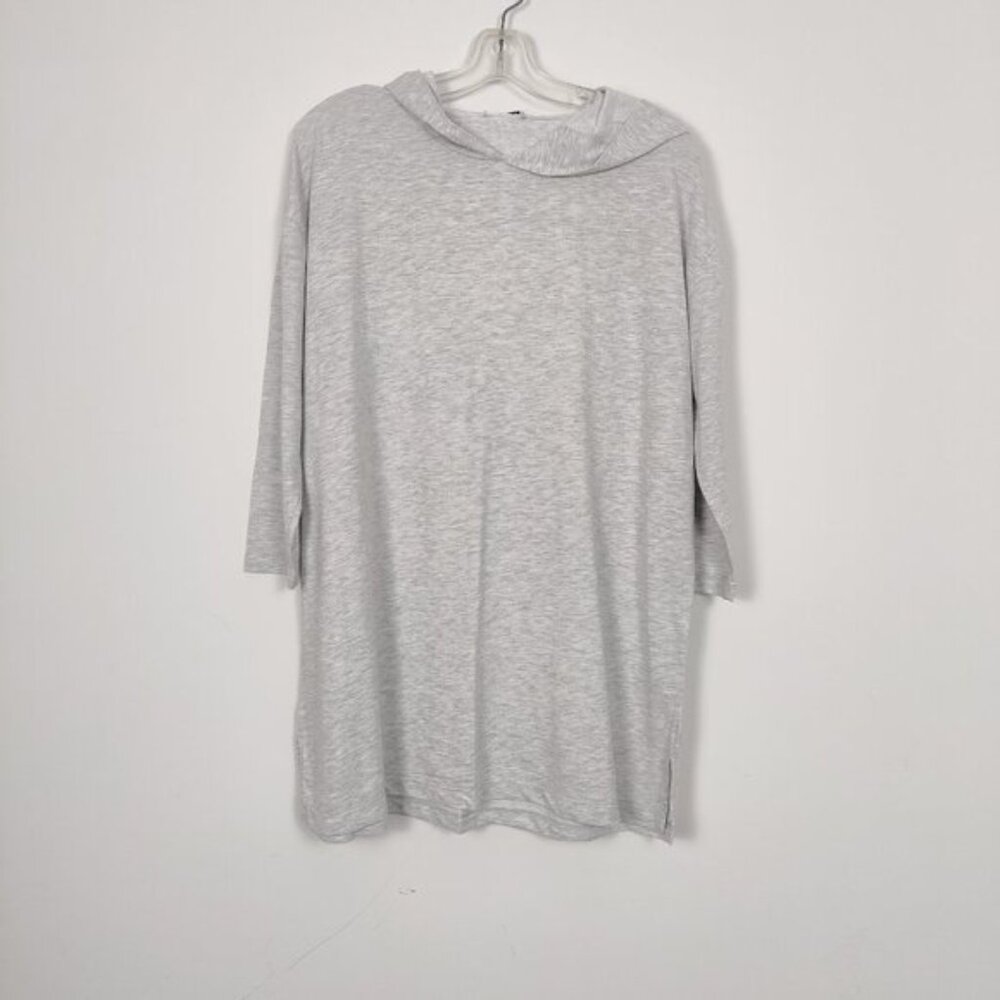 Muni Muni Women's Sweatshirt Tunic Dress Silver Gray Hooded Size Large Oversized